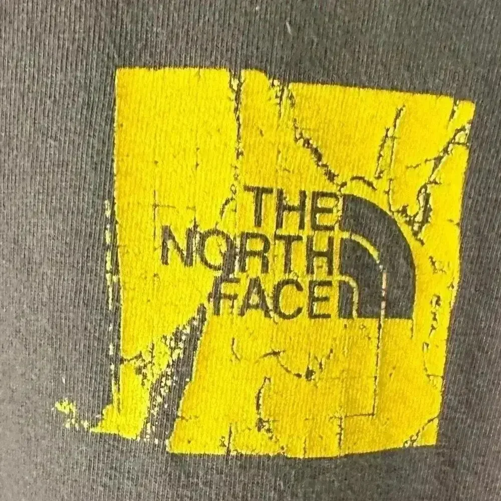 The north face graphic t-shirt, gray & yellow, print casual,‎ long sleeve winter